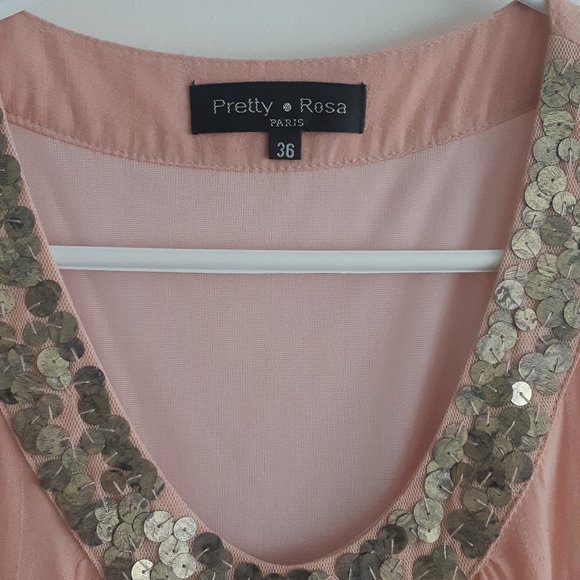 BOHO Sleeveless Blush Dress accented with silver circles Vintage - Picture 3 of 7